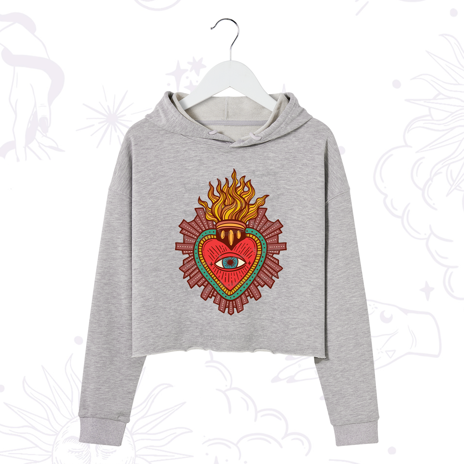 Purplehecate Sacred Heart Crop Hoodie