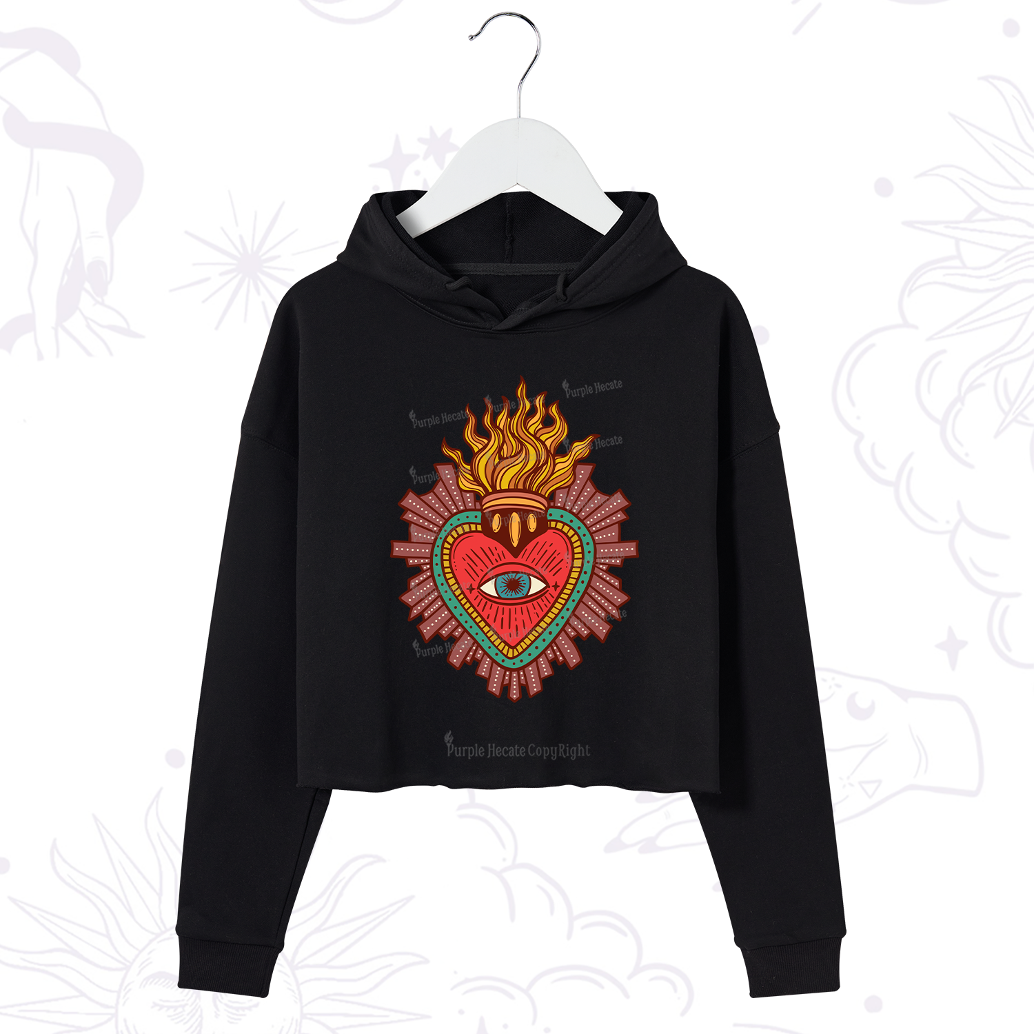 Purplehecate Sacred Heart Crop Hoodie