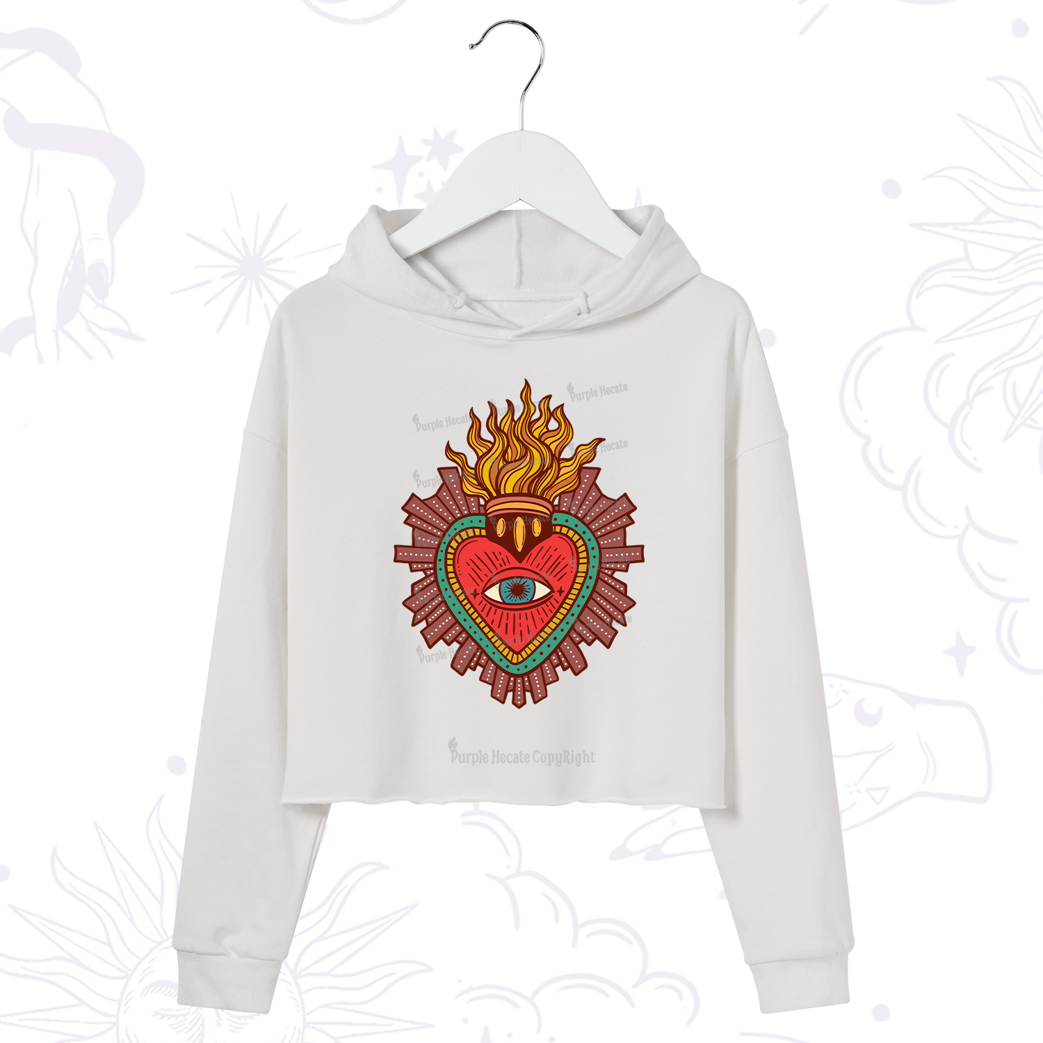 Purplehecate Sacred Heart Crop Hoodie