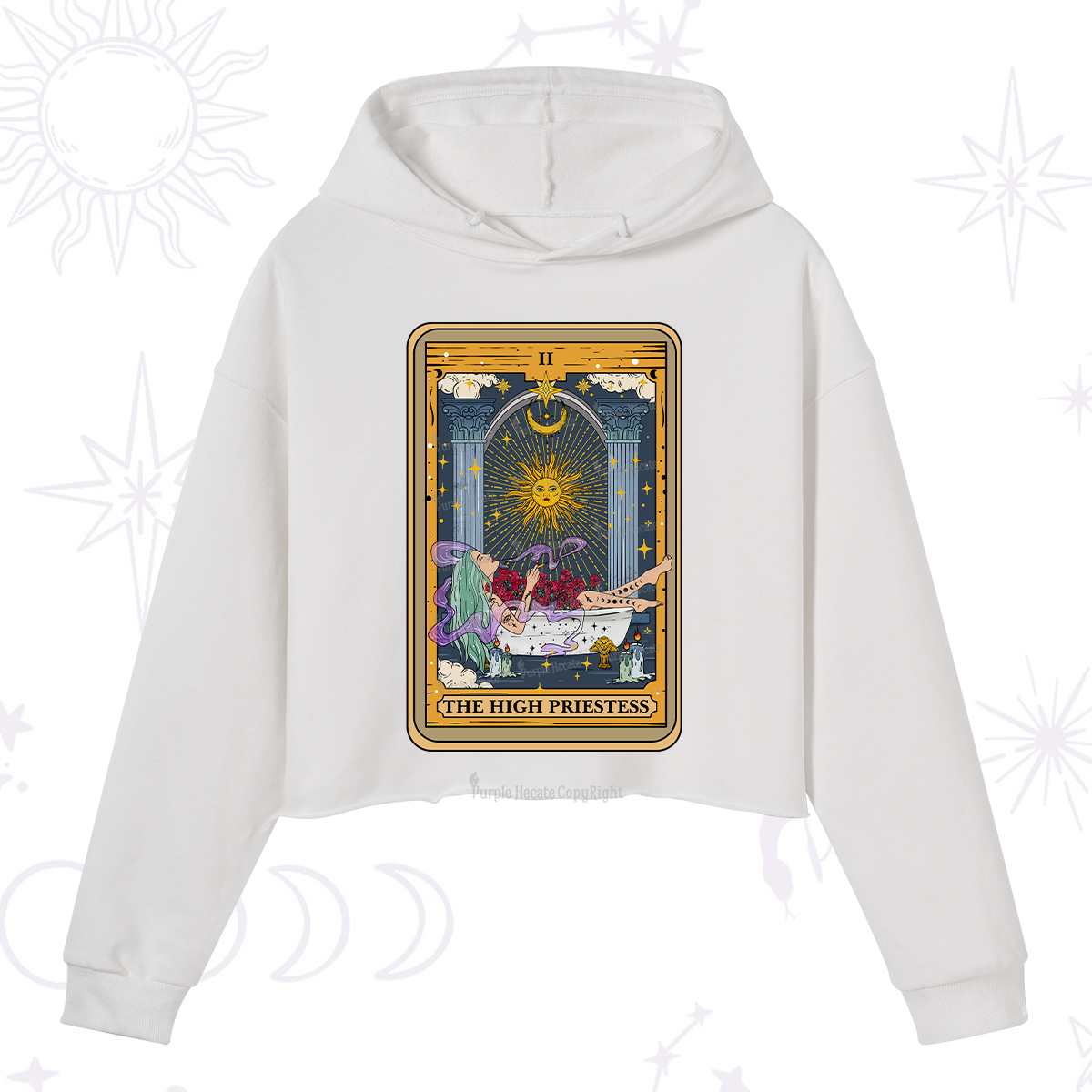 Purplehecate The High Priestess Tarot Card Crop Hoodie