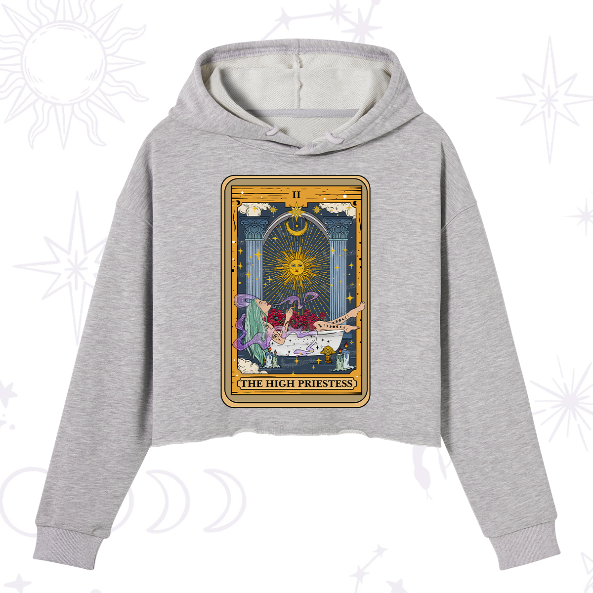 Purplehecate The High Priestess Tarot Card Crop Hoodie