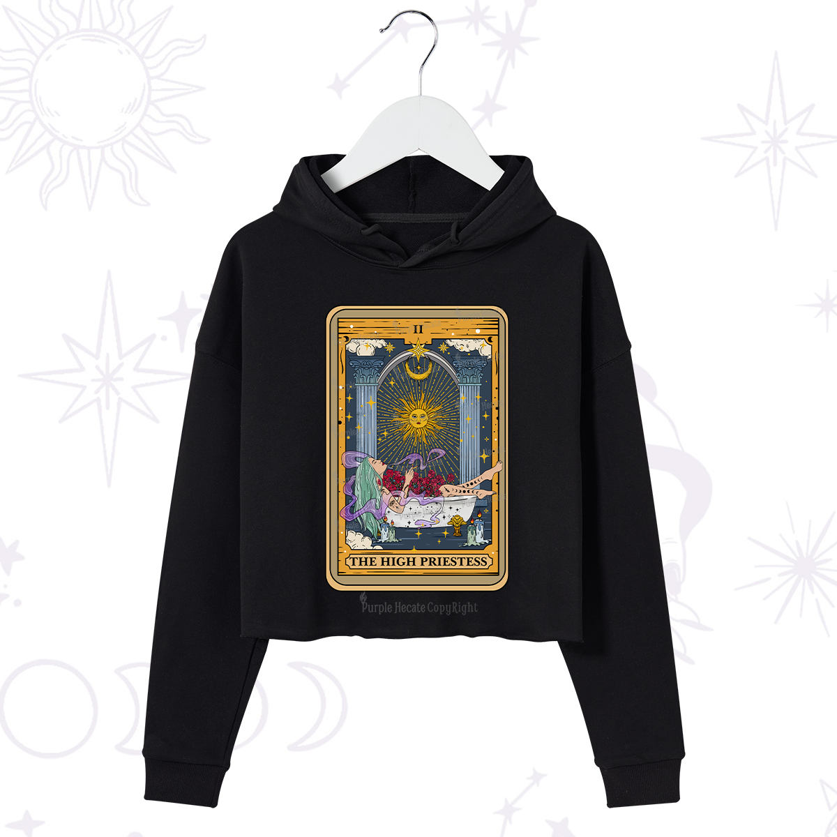 Purplehecate The High Priestess Tarot Card Crop Hoodie