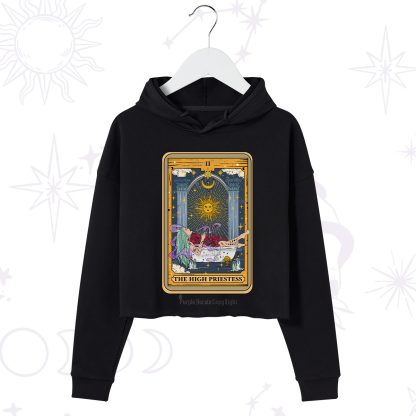 Purplehecate The High Priestess Tarot Card Crop Hoodie