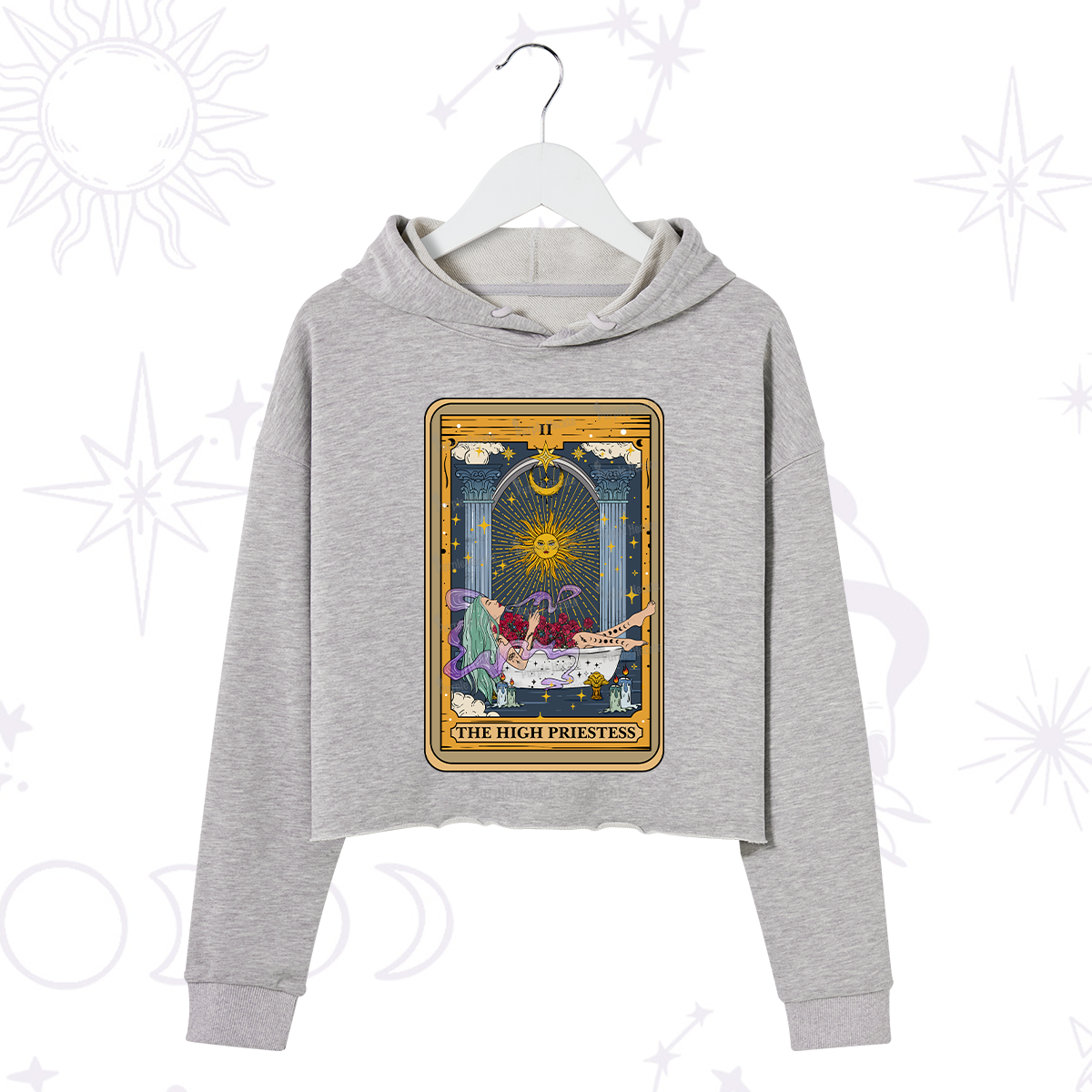 Purplehecate The High Priestess Tarot Card Crop Hoodie
