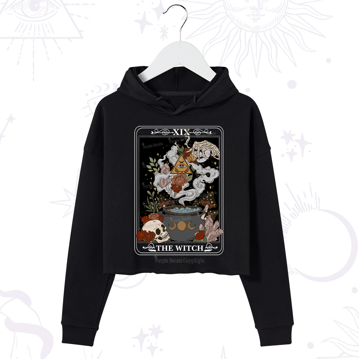 Purplehecate The Witch Tarot Crop Hoodie