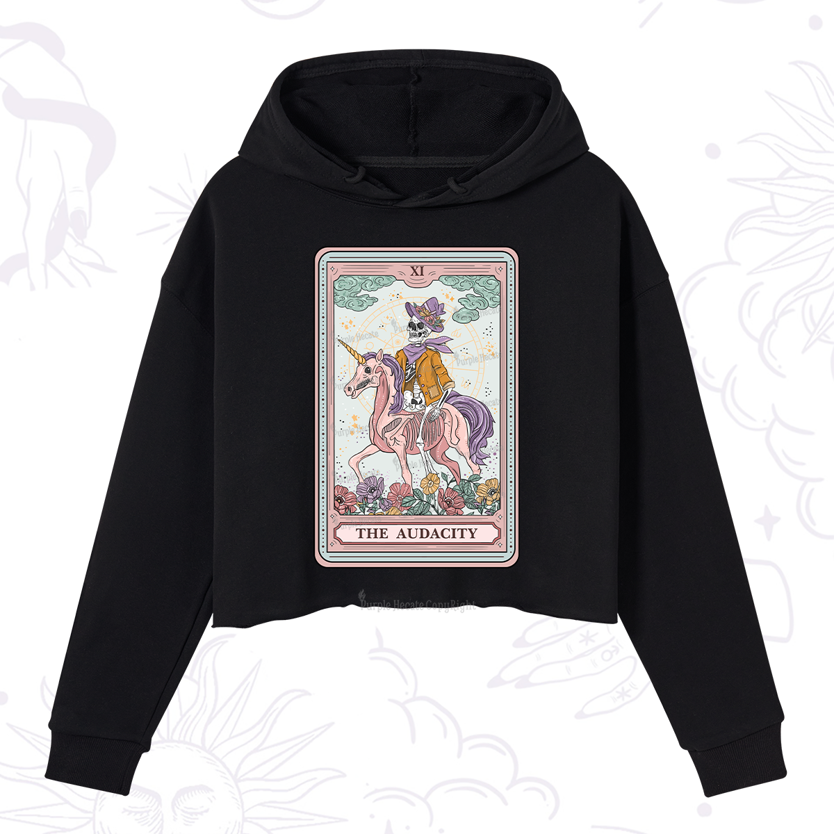 Purplehecate The Audacity Tarot Card Crop Hoodie