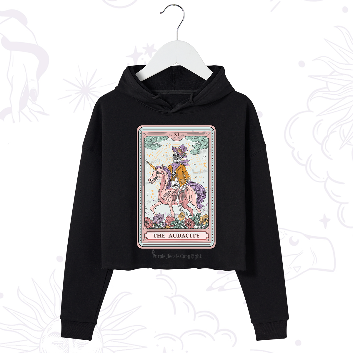 Purplehecate The Audacity Tarot Card Crop Hoodie