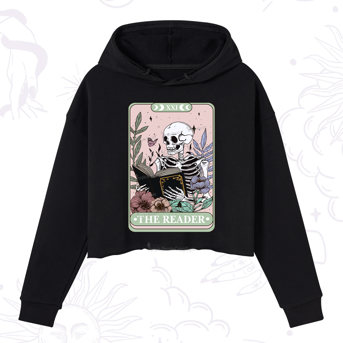 Purplehecate The Reader's Tarot Crop Hoodie