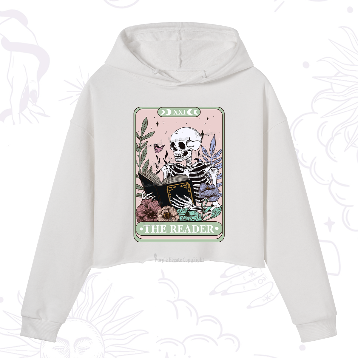Purplehecate The Reader's Tarot Crop Hoodie