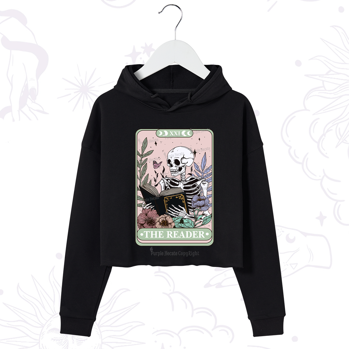 Purplehecate The Reader's Tarot Crop Hoodie