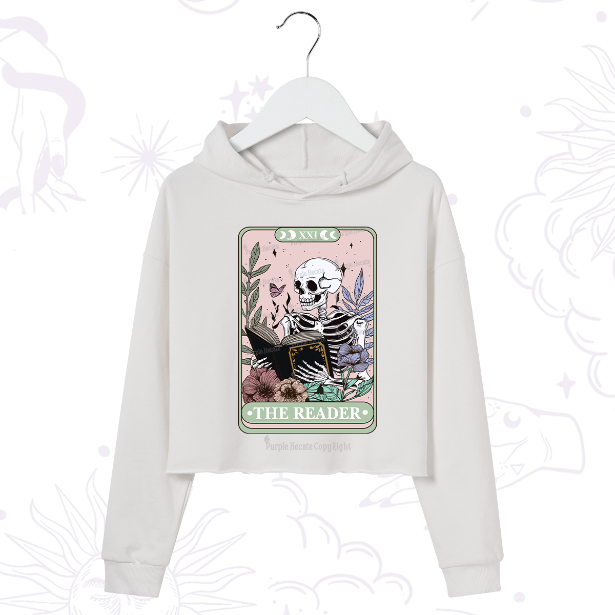 Purplehecate The Reader's Tarot Crop Hoodie