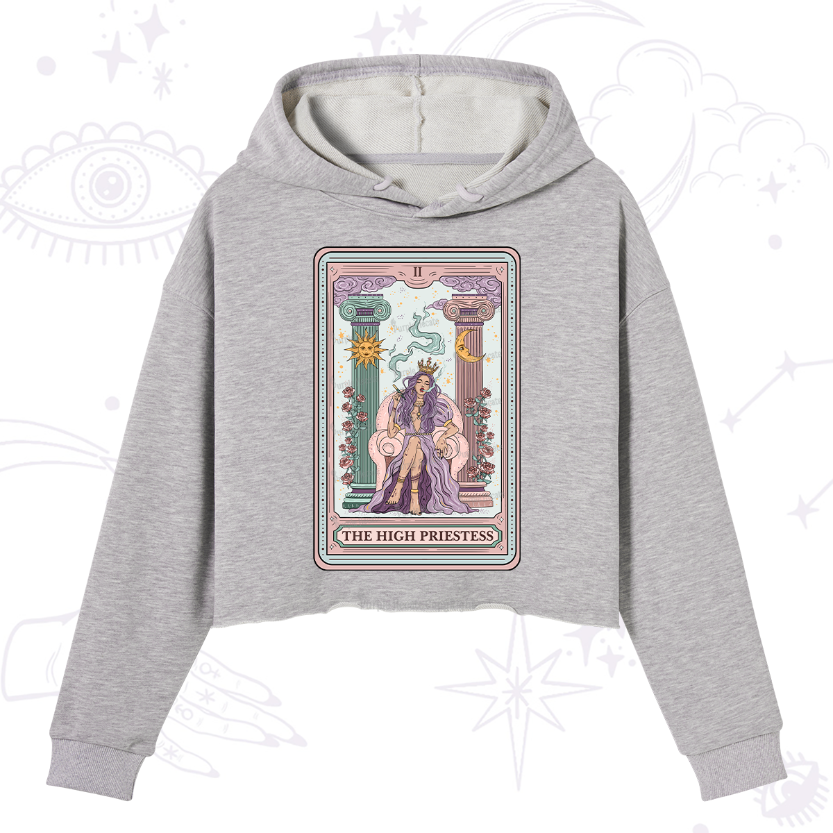 Purplehecate The High Priestess Tarot Card Crop Hoodie