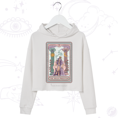 Purplehecate The High Priestess Tarot Card Crop Hoodie