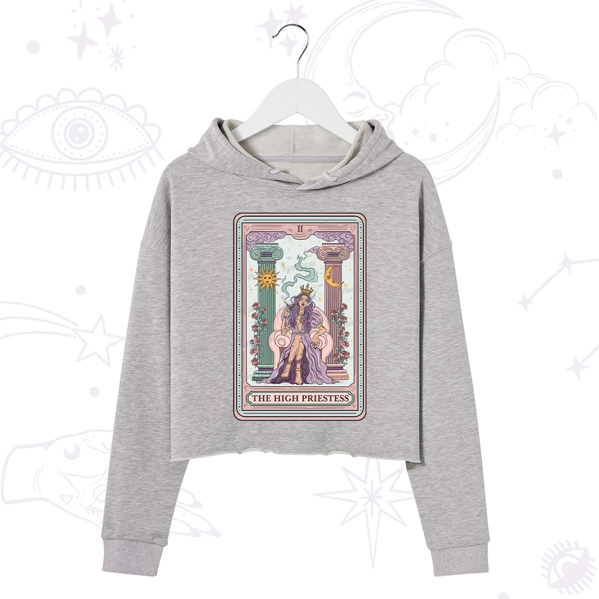 Purplehecate The High Priestess Tarot Card Crop Hoodie