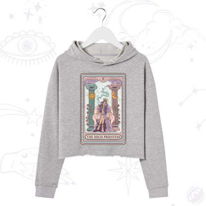 Purplehecate The High Priestess Tarot Card Crop Hoodie