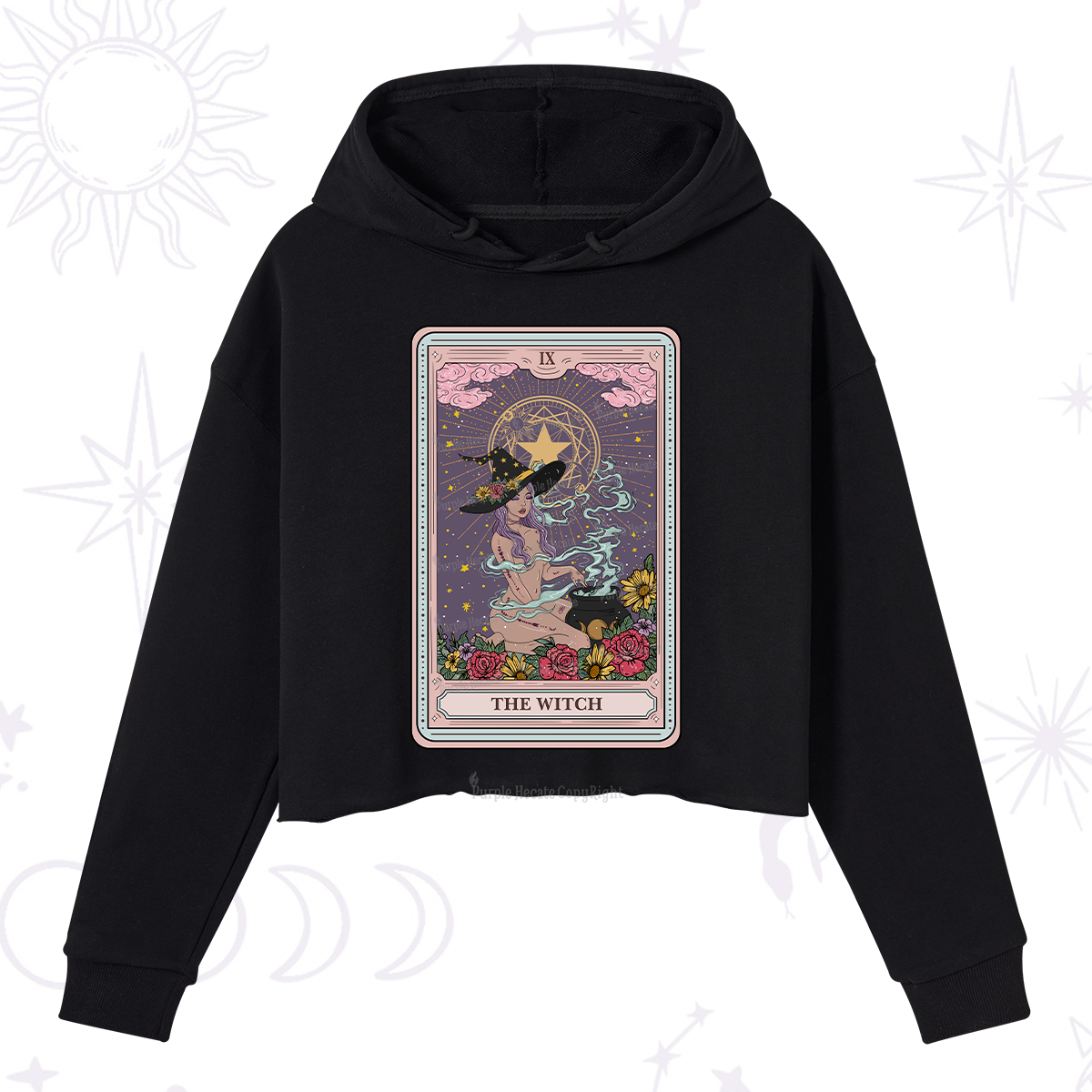 Purplehecate The Witch Tarot Crop Hoodie