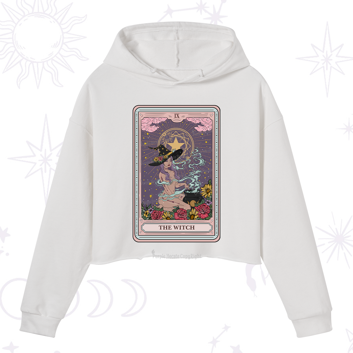 Purplehecate The Witch Tarot Crop Hoodie