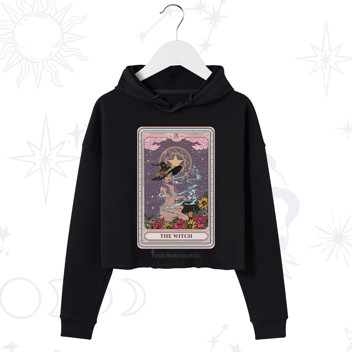 Purplehecate The Witch Tarot Crop Hoodie