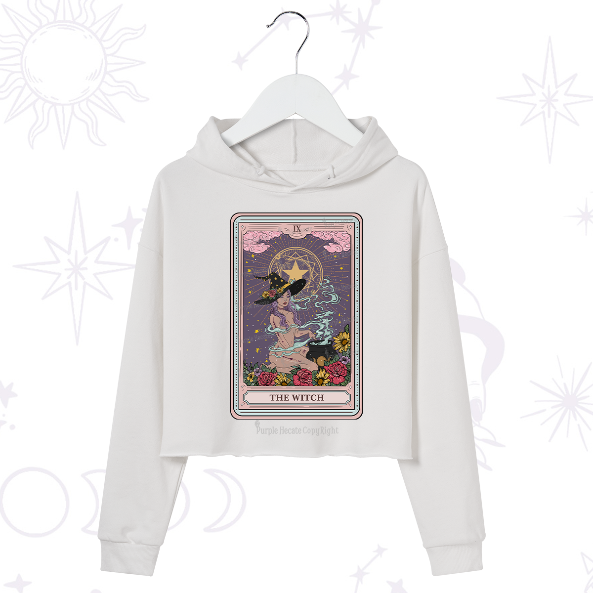 Purplehecate The Witch Tarot Crop Hoodie