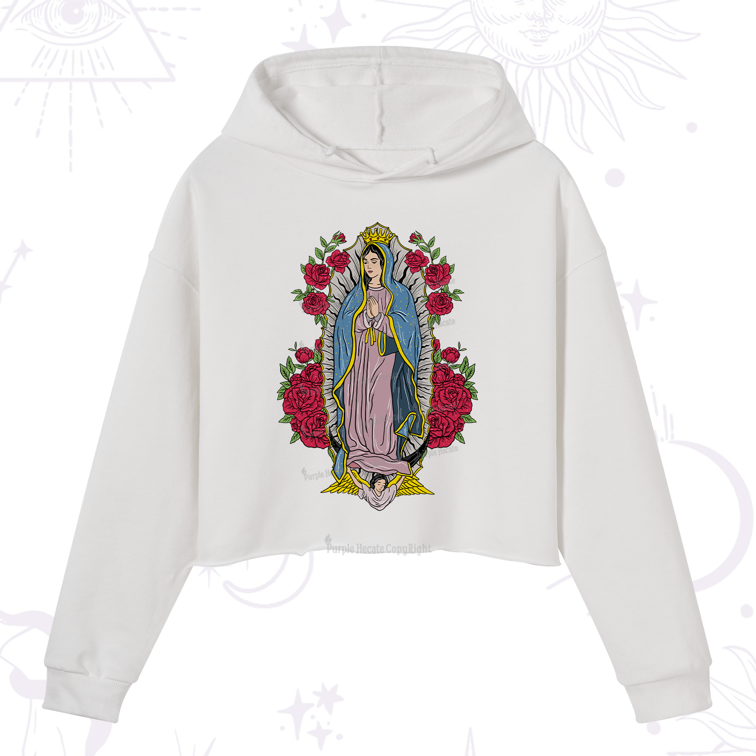 Purplehecate Mother Mary Crop Hoodie