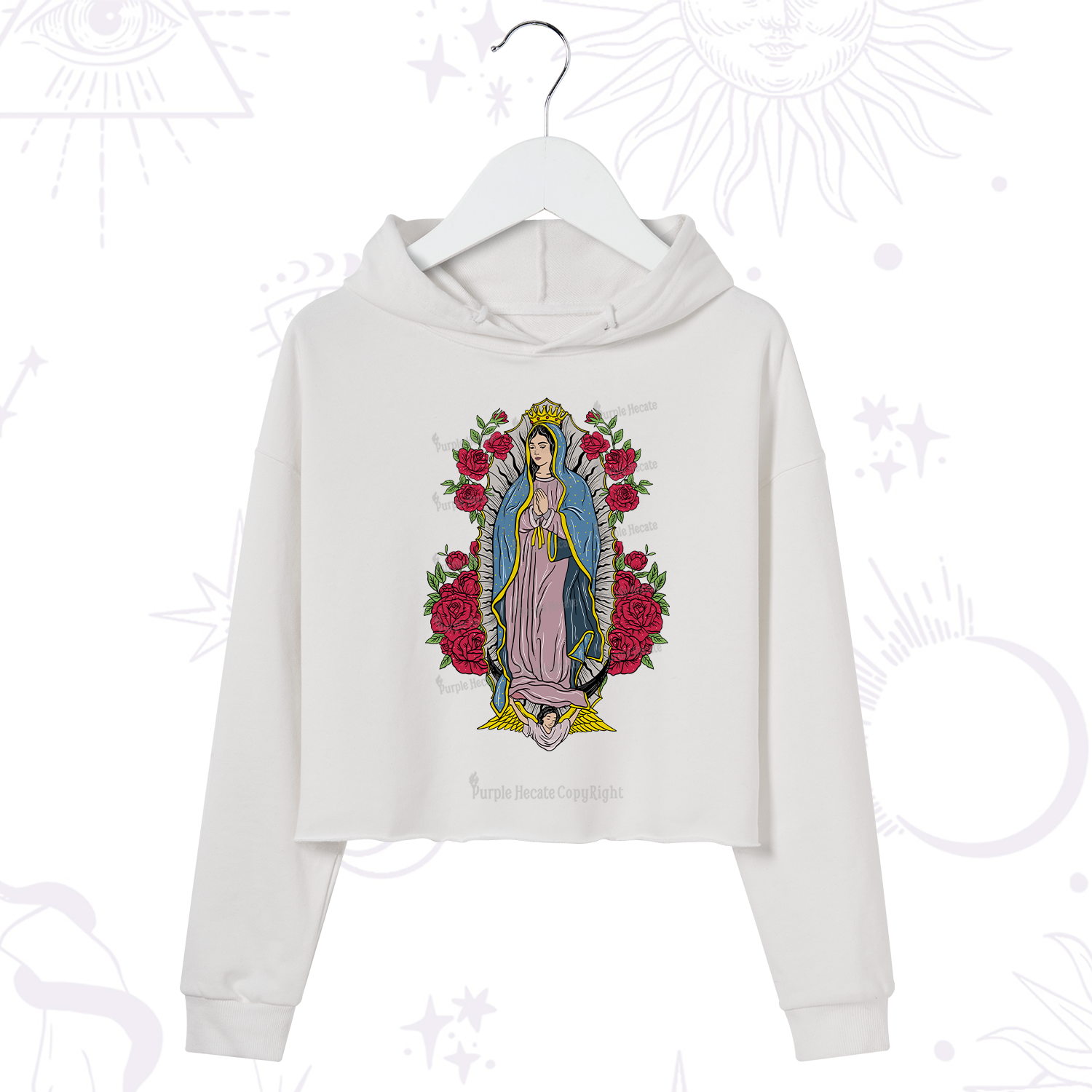 Purplehecate Mother Mary Crop Hoodie