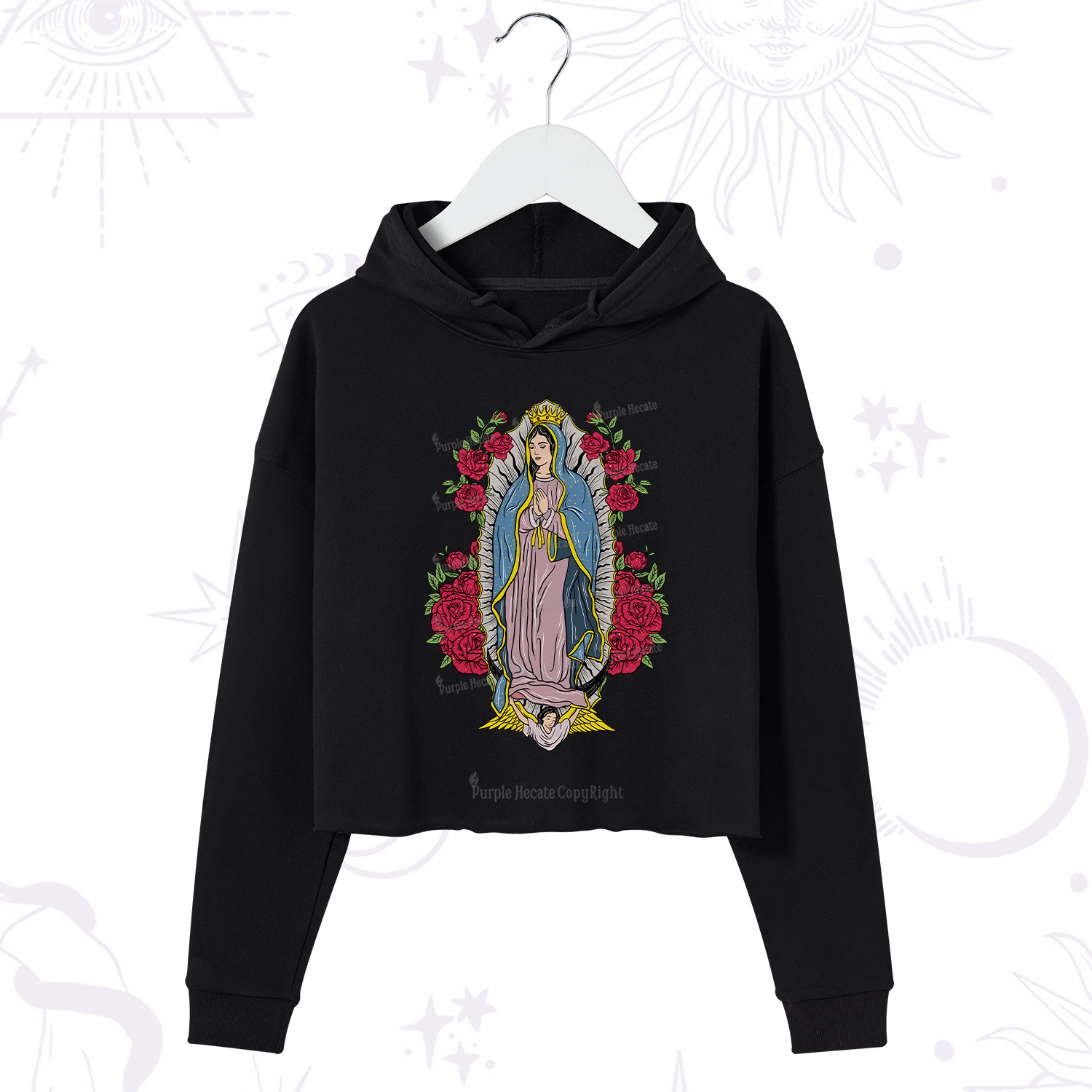 Purplehecate Mother Mary Crop Hoodie