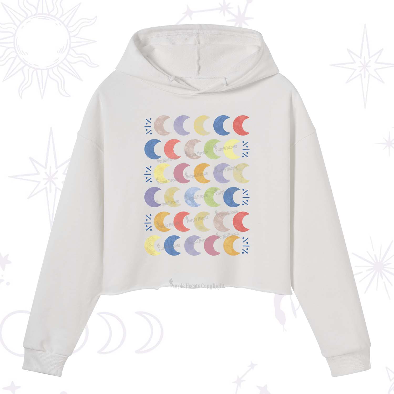 Purplehecate Every Phase Of Me Crop Hoodie