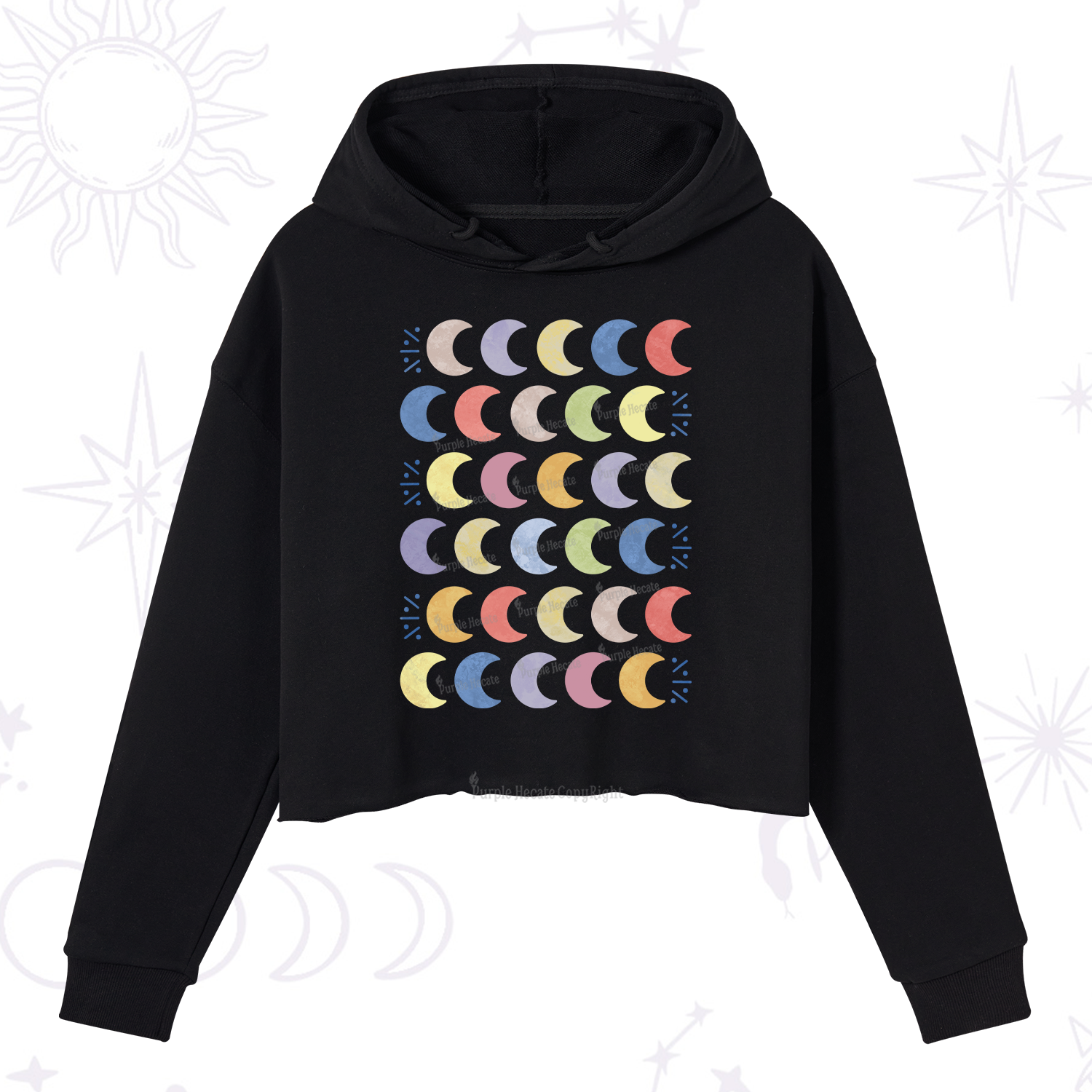 Purplehecate Every Phase Of Me Crop Hoodie