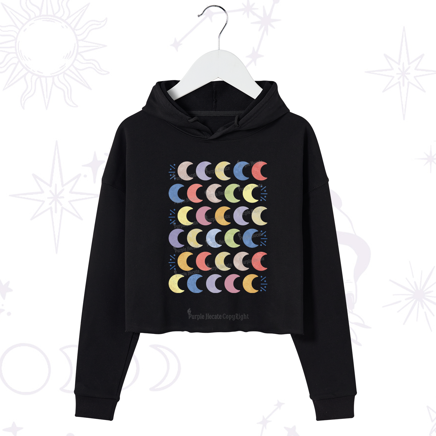 Purplehecate Every Phase Of Me Crop Hoodie