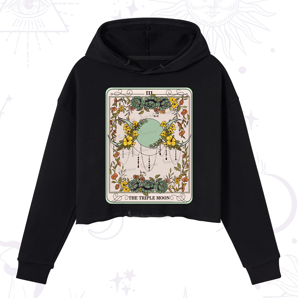 Purplehecate The Triple Moon Tarot Crop Hoodie