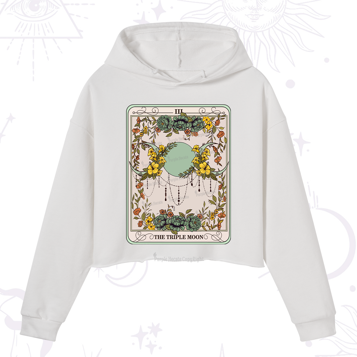 Purplehecate The Triple Moon Tarot Crop Hoodie