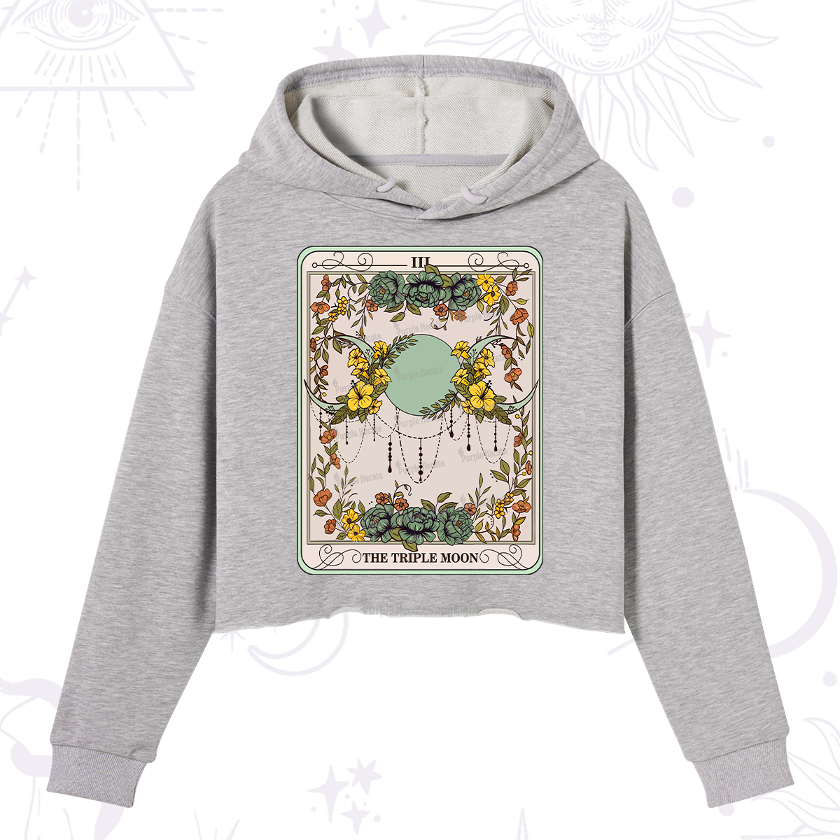 Purplehecate The Triple Moon Tarot Crop Hoodie