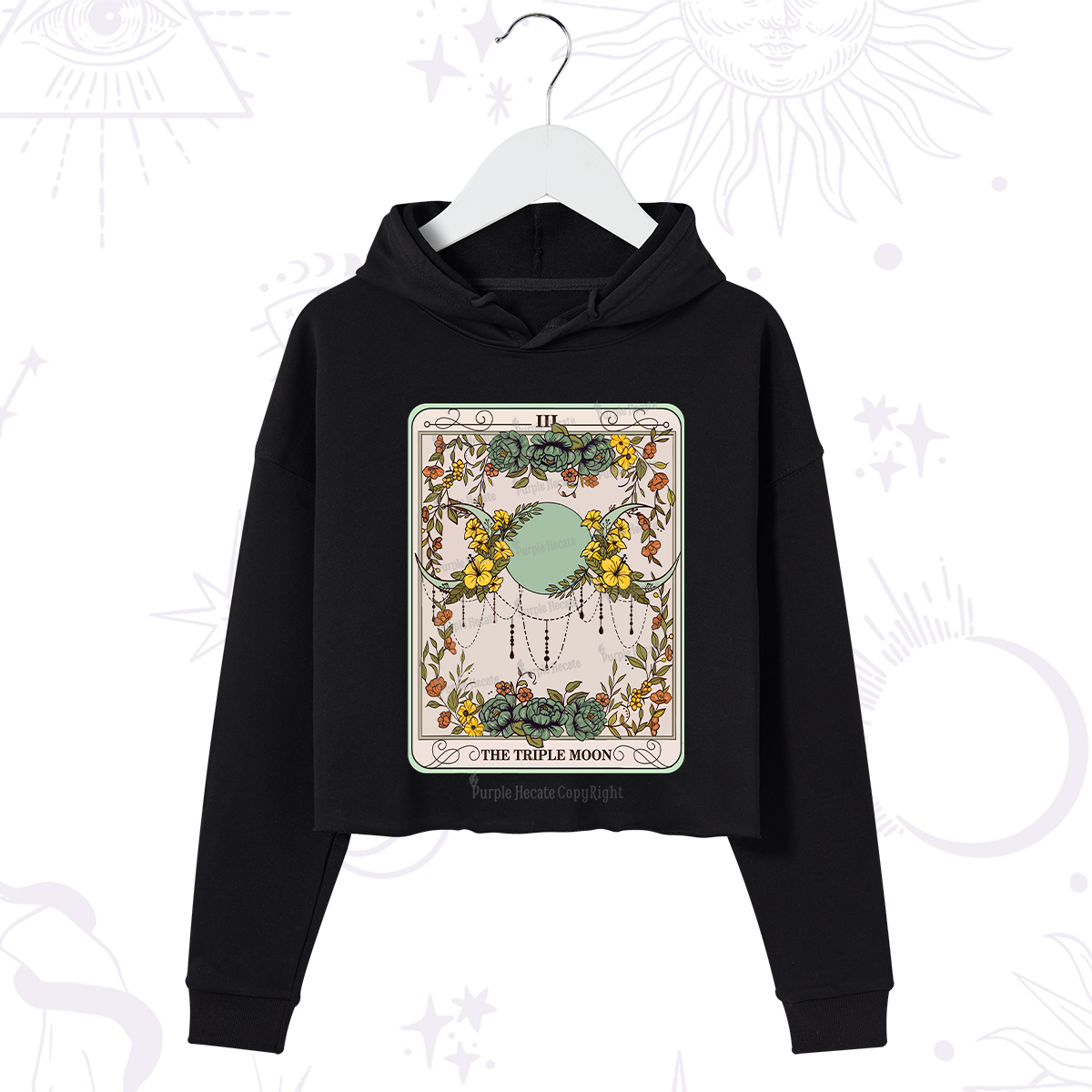 Purplehecate The Triple Moon Tarot Crop Hoodie