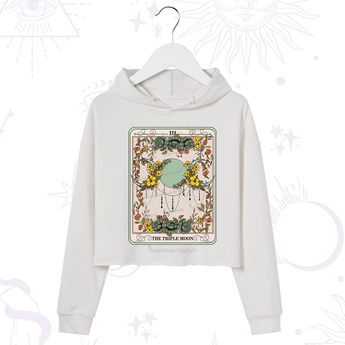 Purplehecate The Triple Moon Tarot Crop Hoodie
