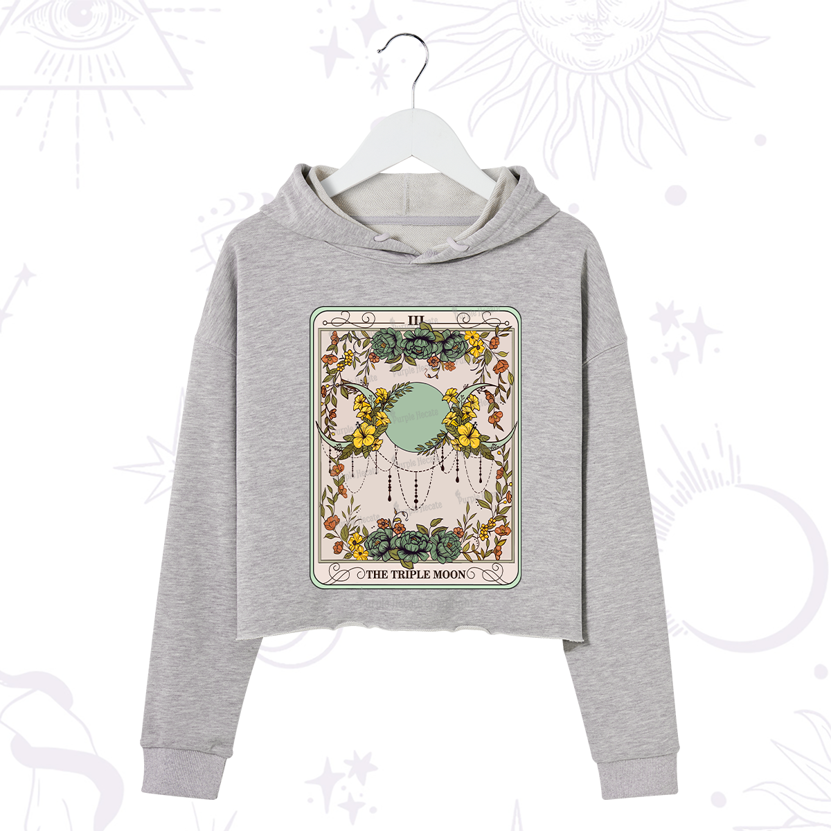 Purplehecate The Triple Moon Tarot Crop Hoodie
