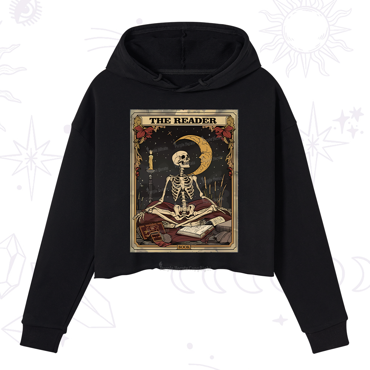 Purplehecate The Reader Tarot Card Crop Hoodie