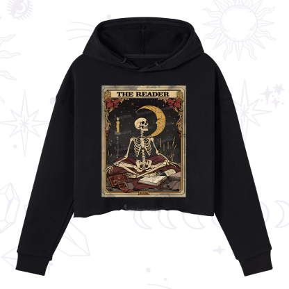 Purplehecate The Reader Tarot Card Crop Hoodie