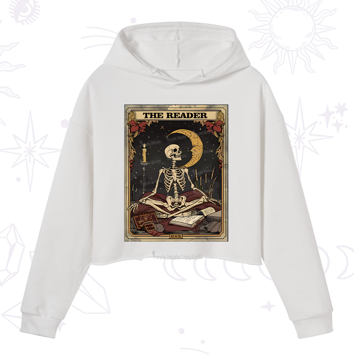 Purplehecate The Reader Tarot Card Crop Hoodie