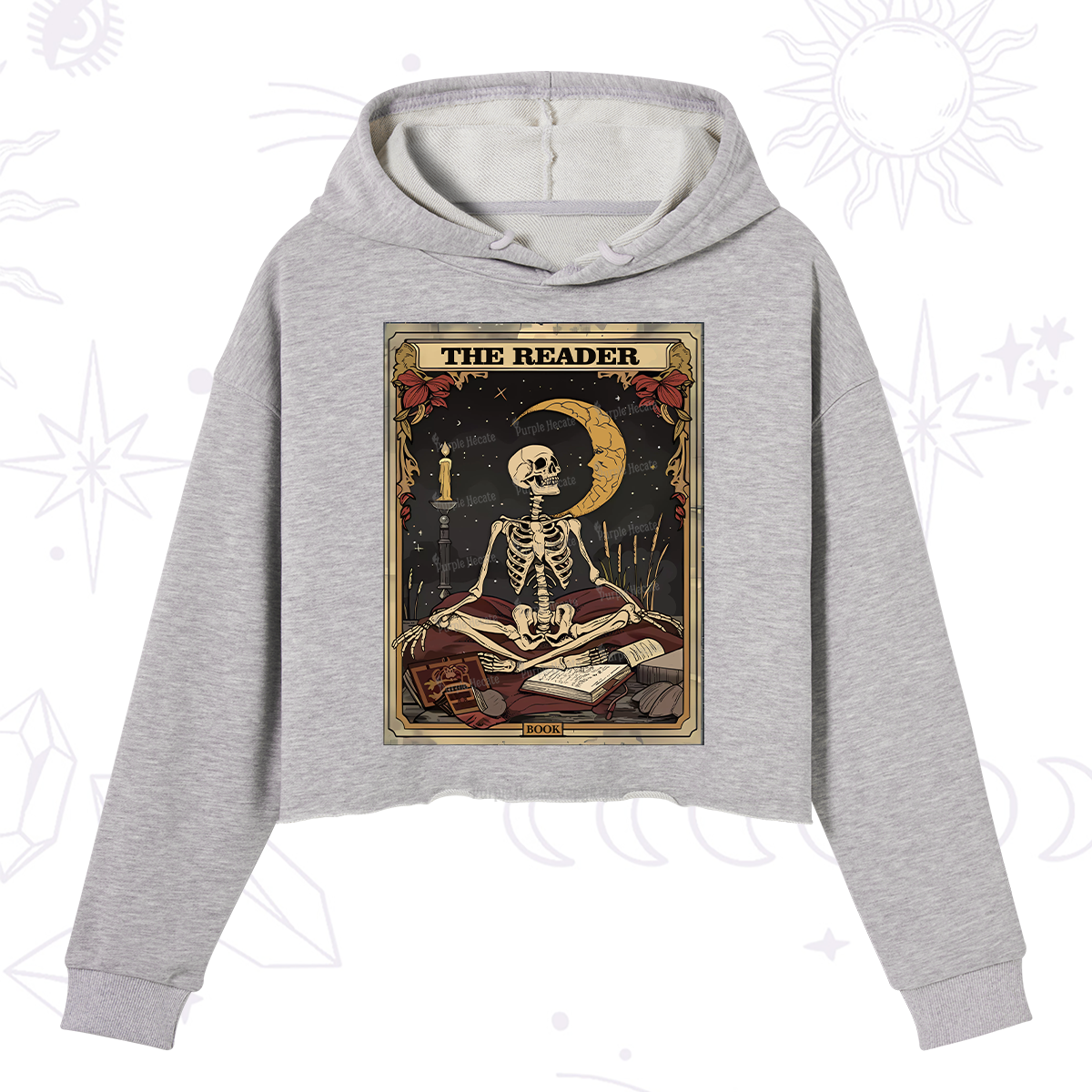 Purplehecate The Reader Tarot Card Crop Hoodie