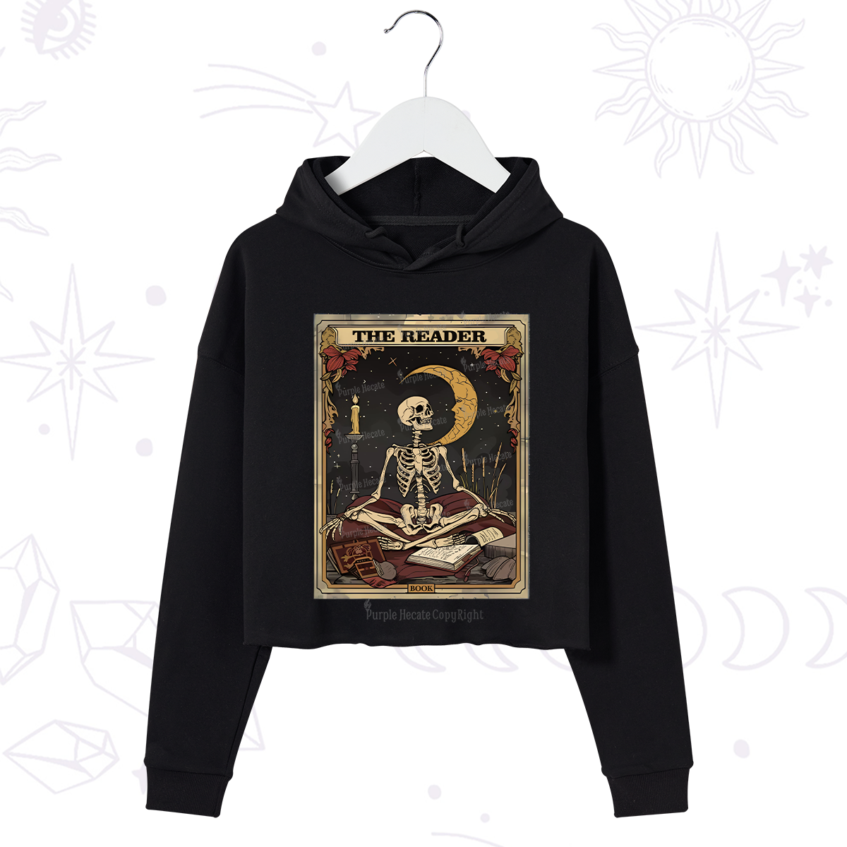 Purplehecate The Reader Tarot Card Crop Hoodie
