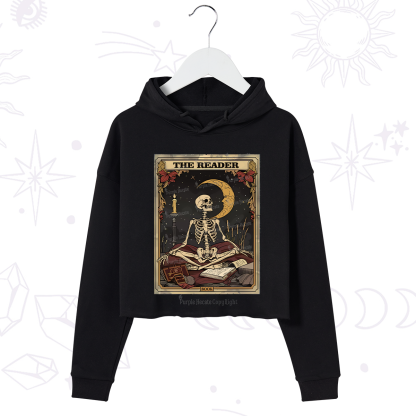 Purplehecate The Reader Tarot Card Crop Hoodie