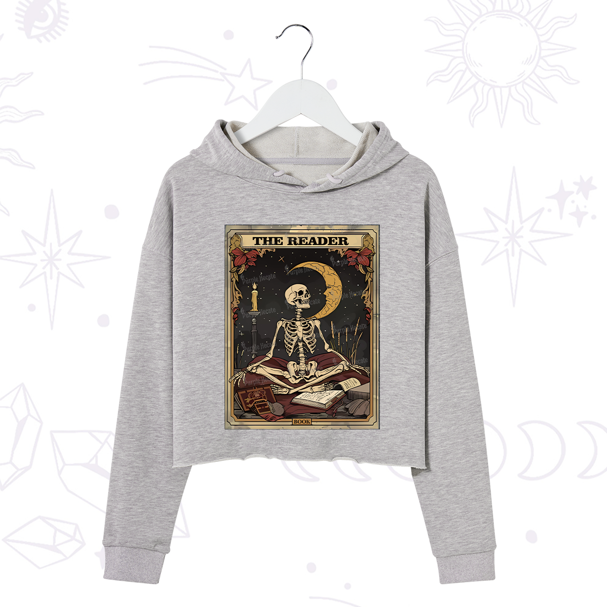 Purplehecate The Reader Tarot Card Crop Hoodie