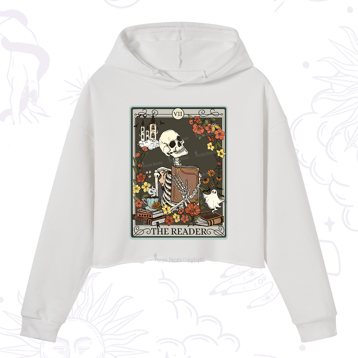 Purplehecate The Reader Tarot Card Crop Hoodie