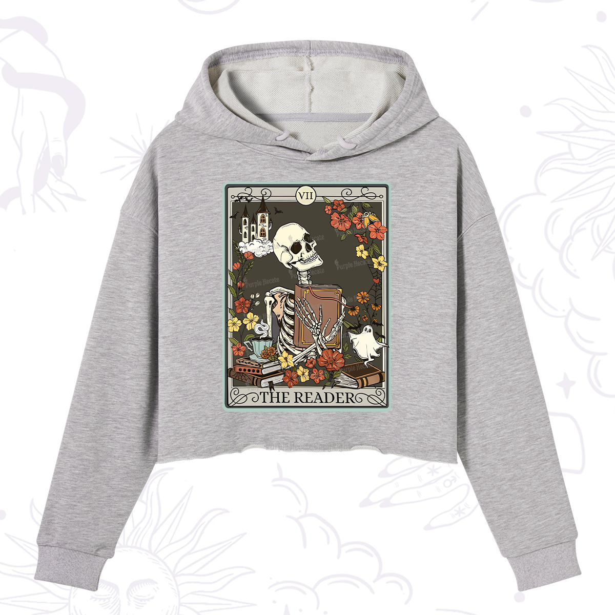 Purplehecate The Reader Tarot Card Crop Hoodie