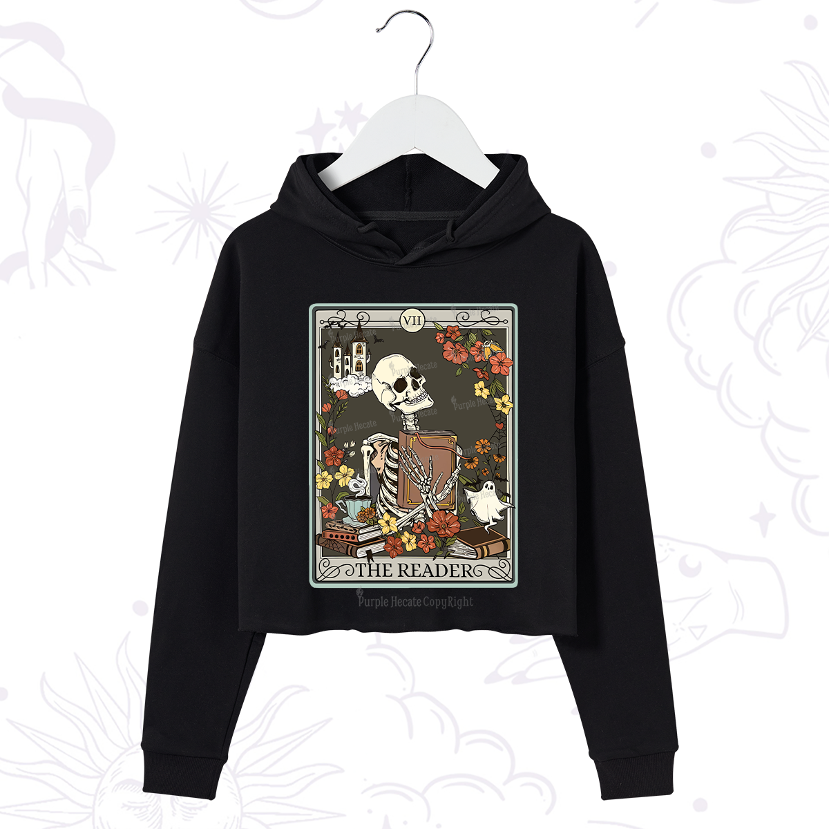 Purplehecate The Reader Tarot Card Crop Hoodie