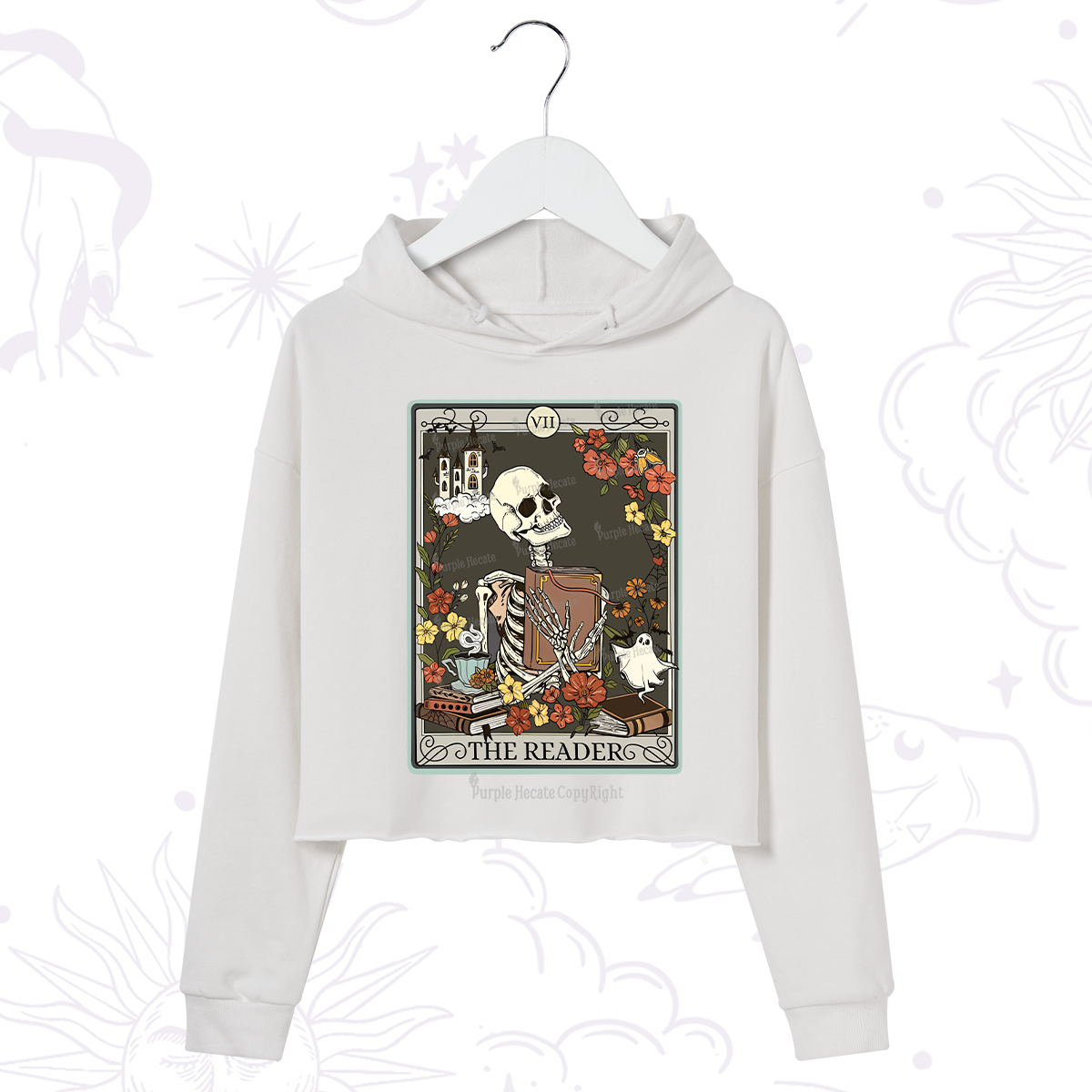 Purplehecate The Reader Tarot Card Crop Hoodie