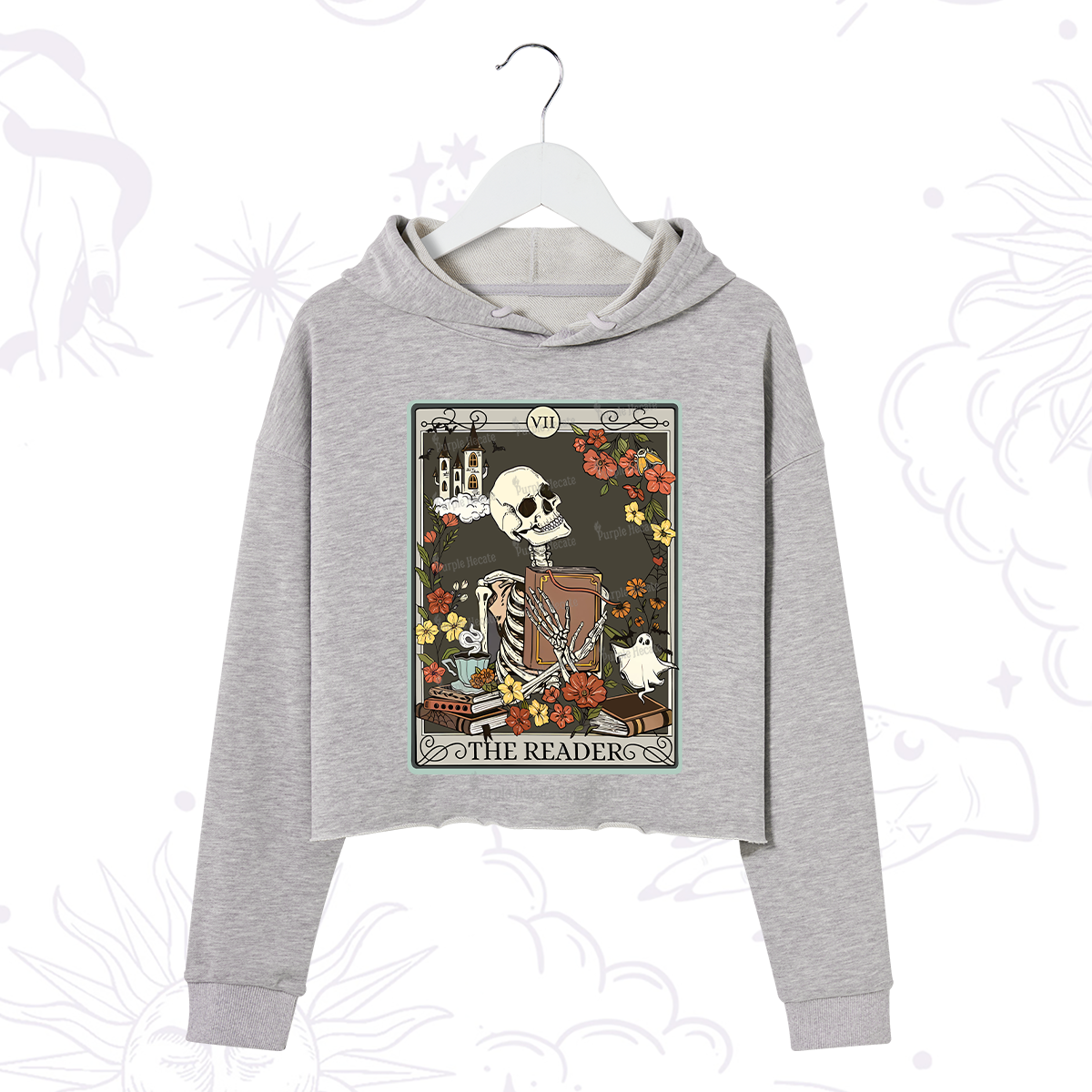 Purplehecate The Reader Tarot Card Crop Hoodie