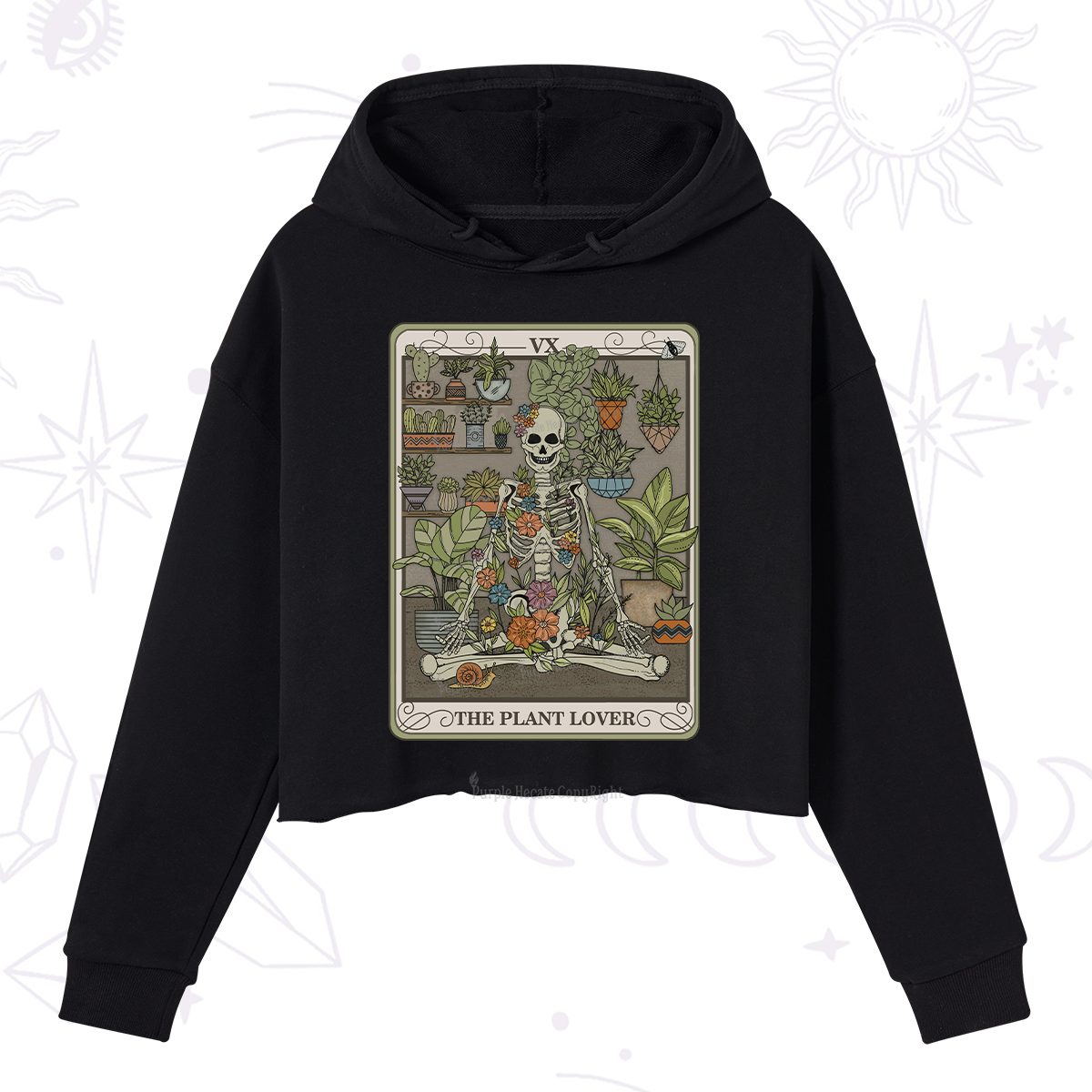 Purplehecate The Plant Lover Tarot Crop Hoodie