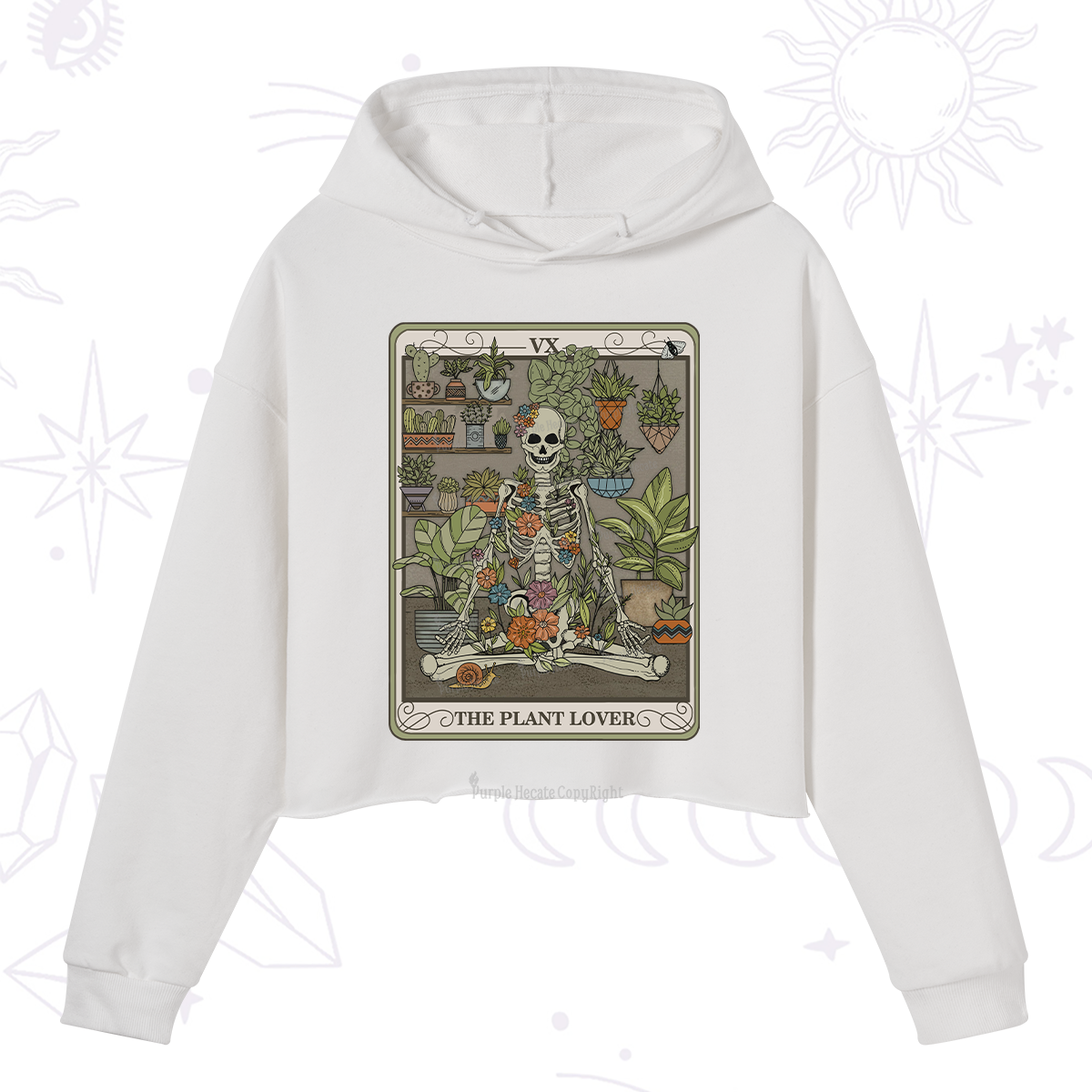 Purplehecate The Plant Lover Tarot Crop Hoodie