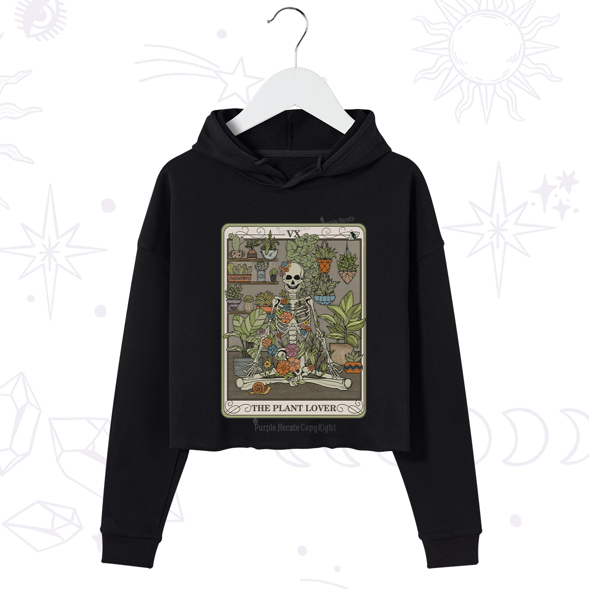 Purplehecate The Plant Lover Tarot Crop Hoodie